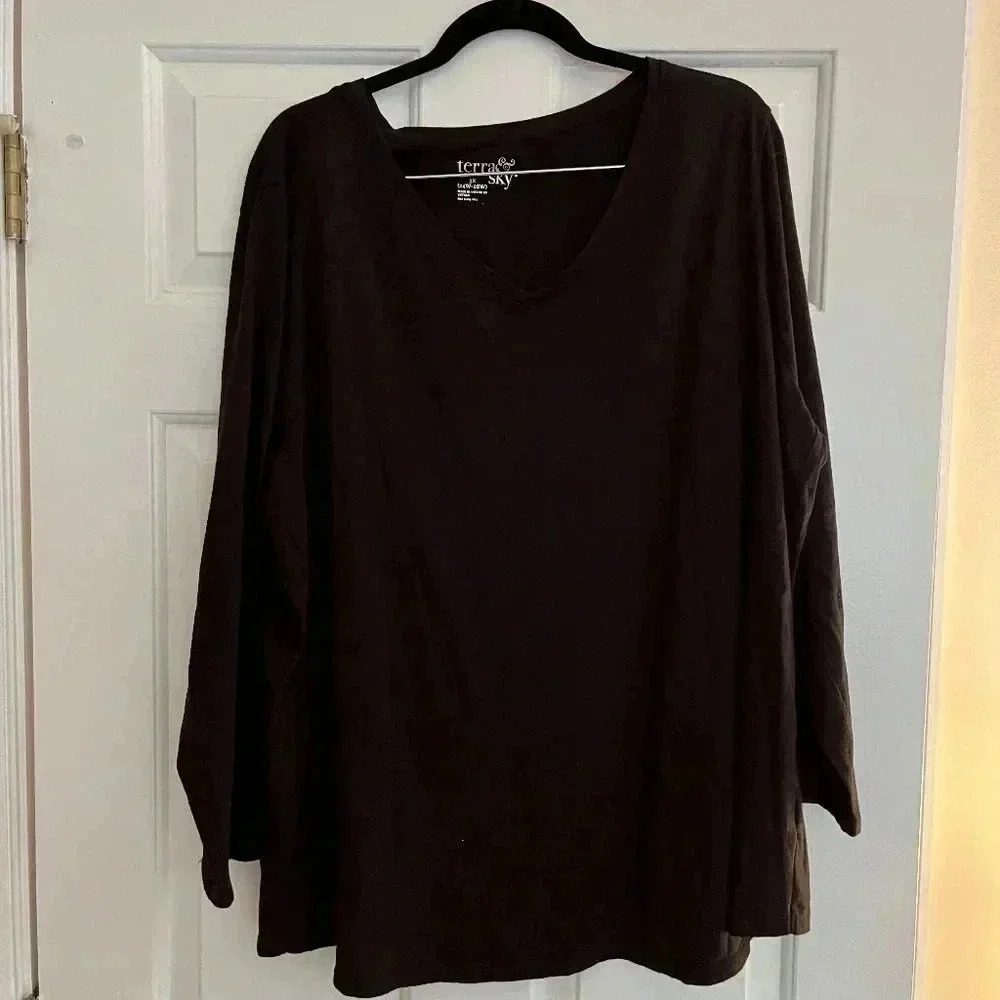 Terra & Sky Black L/S shirt Size 3x